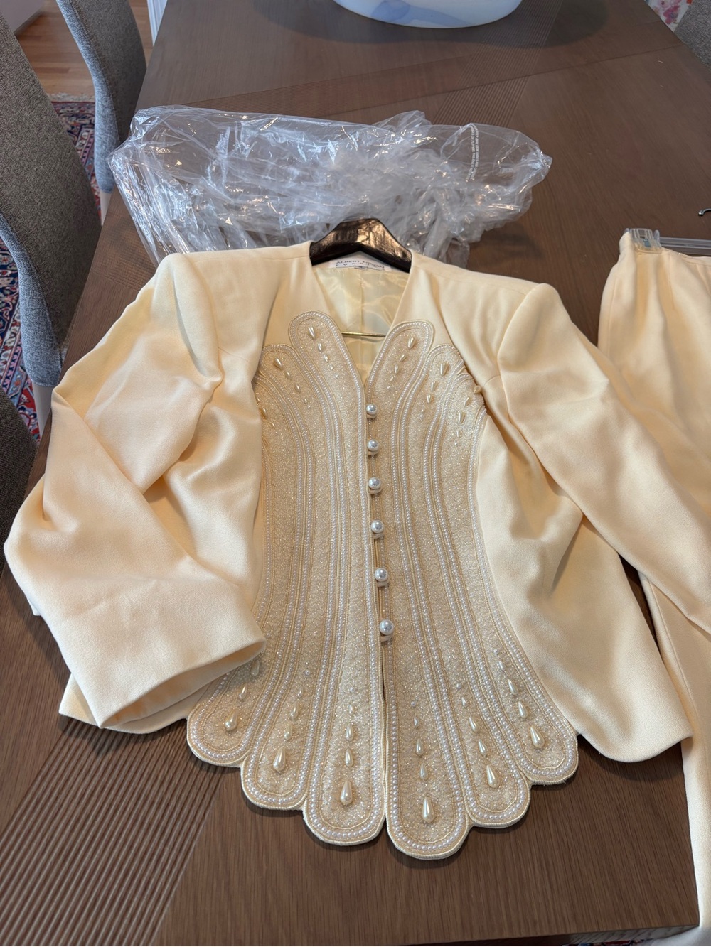Albert Nipon Evening 2piece Elegant Beaded Women's Jacket and maxi skirt